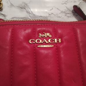 Coach Quilted Leather Crossbody Bag - Hot Pink with Gold Chain
